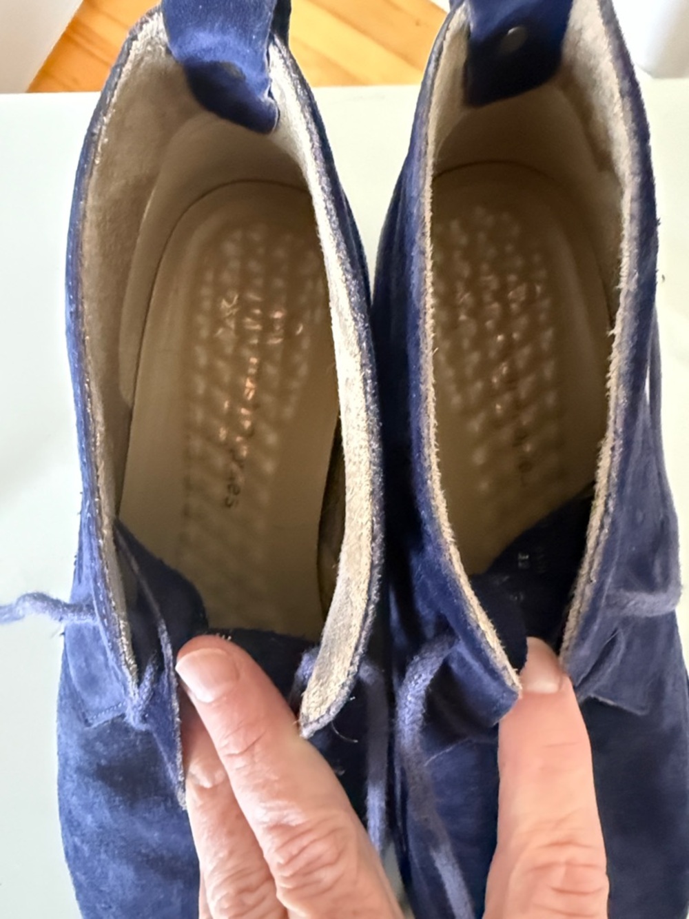 Navy Suede Hush Puppies Tassel Chukka Boots - Picture 6 of 8